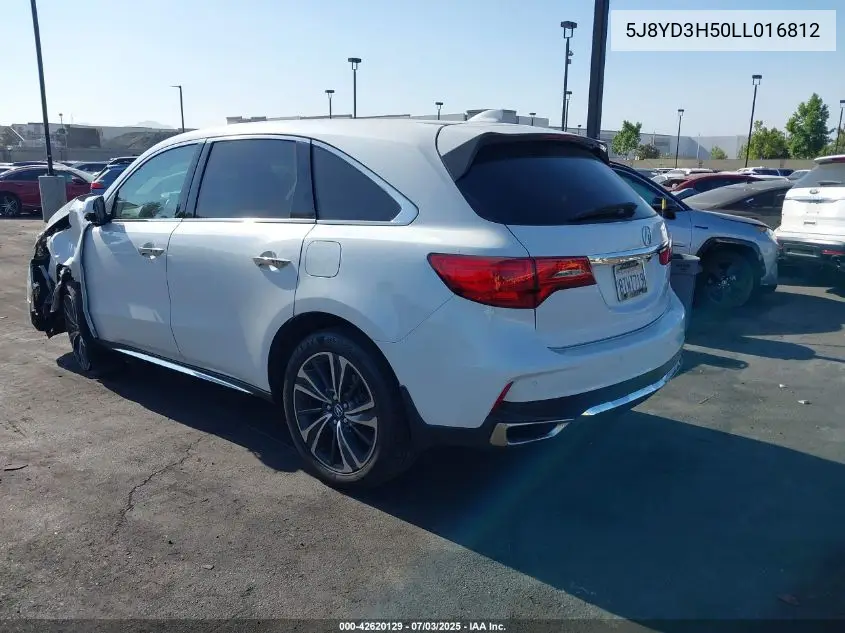 2020 Acura Mdx Technology Package VIN: 5J8YD3H50LL016812 Lot: 42620129