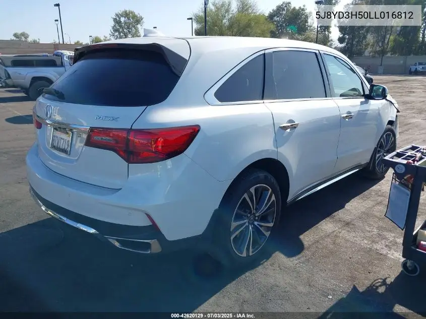 2020 Acura Mdx Technology Package VIN: 5J8YD3H50LL016812 Lot: 42620129