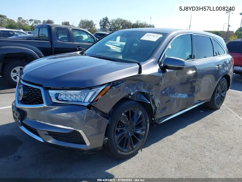 2020 Acura Mdx Technology Package VIN: 5J8YD3H57LL008240 Lot: 42634672