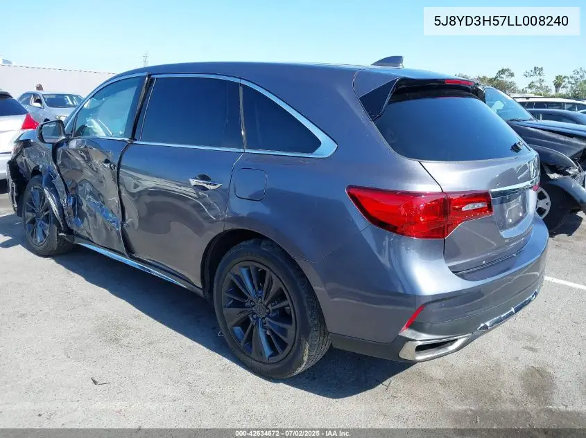 2020 Acura Mdx Technology Package VIN: 5J8YD3H57LL008240 Lot: 42634672