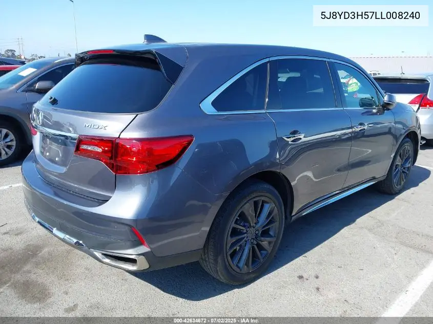 2020 Acura Mdx Technology Package VIN: 5J8YD3H57LL008240 Lot: 42634672