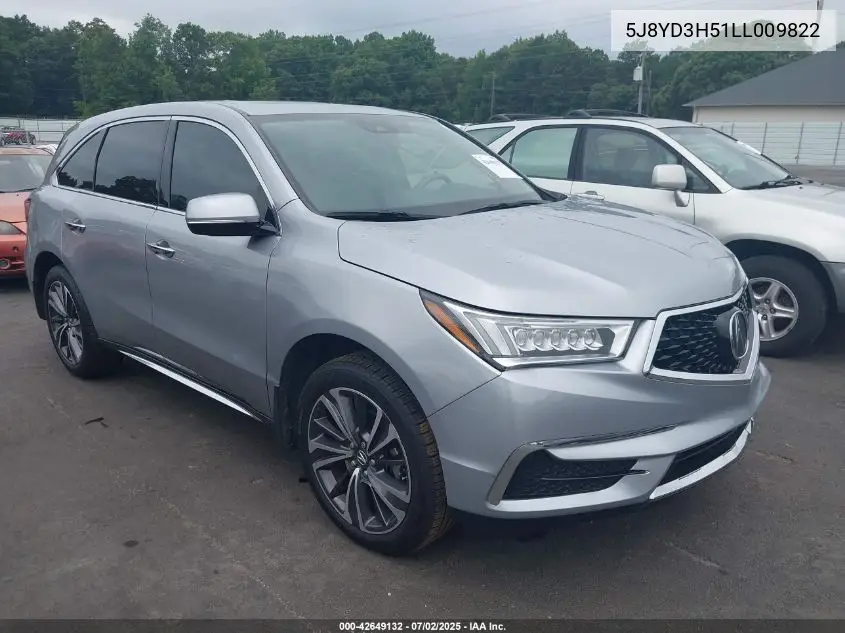 2020 Acura Mdx Technology Package VIN: 5J8YD3H51LL009822 Lot: 42649132