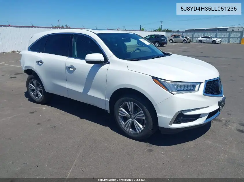 2020 Acura Mdx Standard VIN: 5J8YD4H35LL051236 Lot: 42658903