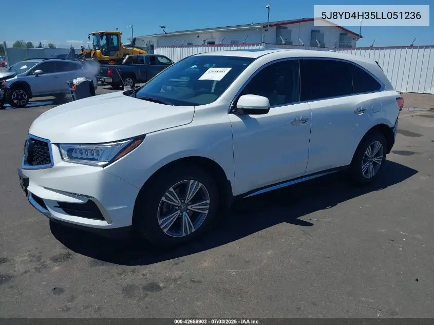 2020 Acura Mdx Standard VIN: 5J8YD4H35LL051236 Lot: 42658903