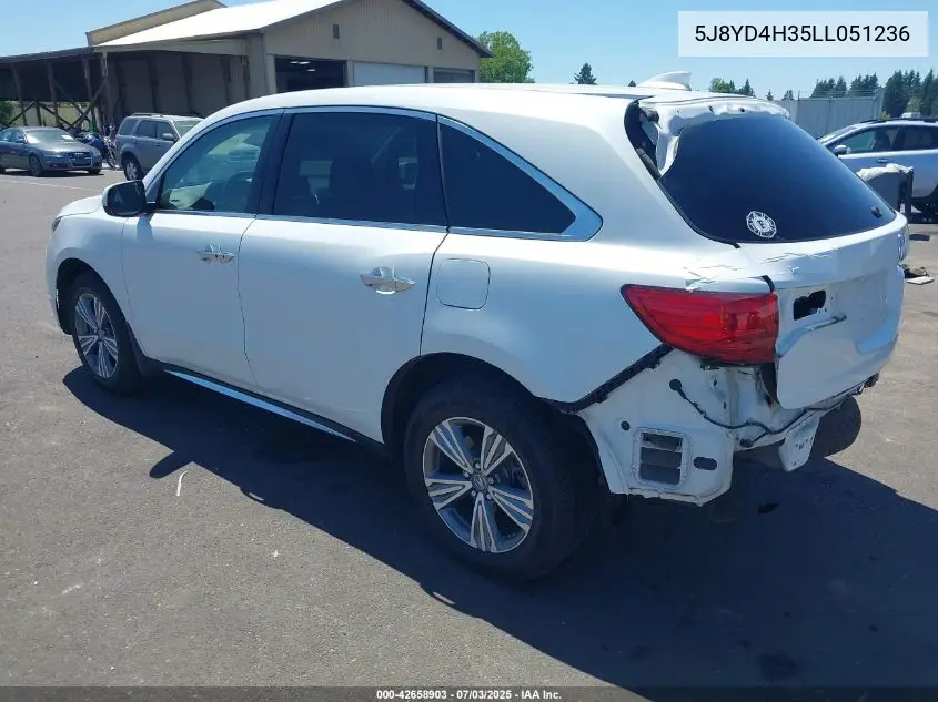 2020 Acura Mdx Standard VIN: 5J8YD4H35LL051236 Lot: 42658903