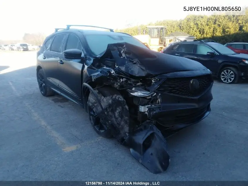 2022 Acura Mdx A-Spec VIN: 5J8YE1H00NL805650 Lot: 12156798