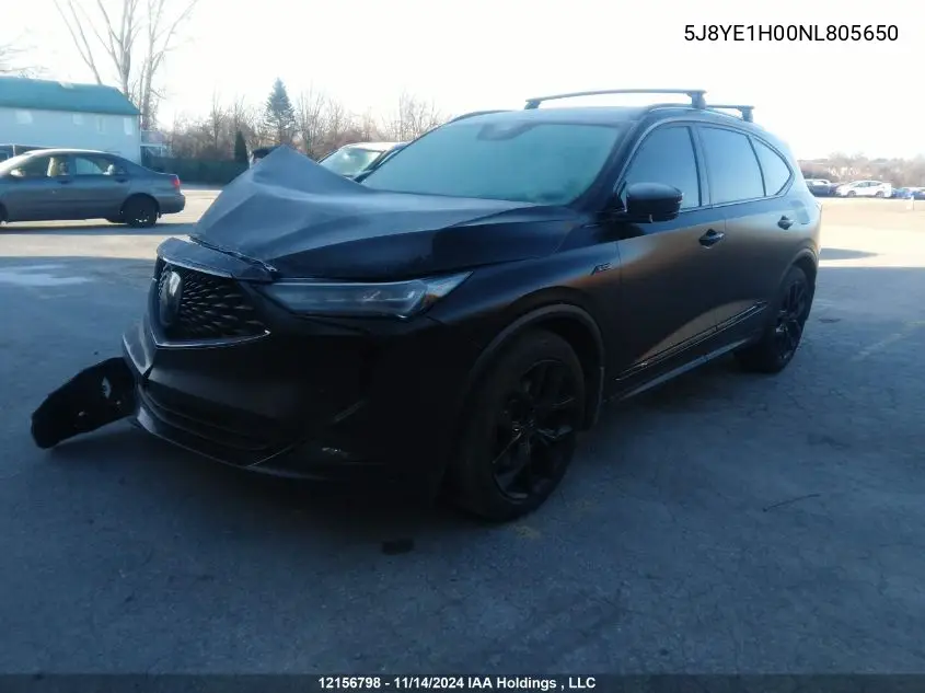 2022 Acura Mdx A-Spec VIN: 5J8YE1H00NL805650 Lot: 12156798