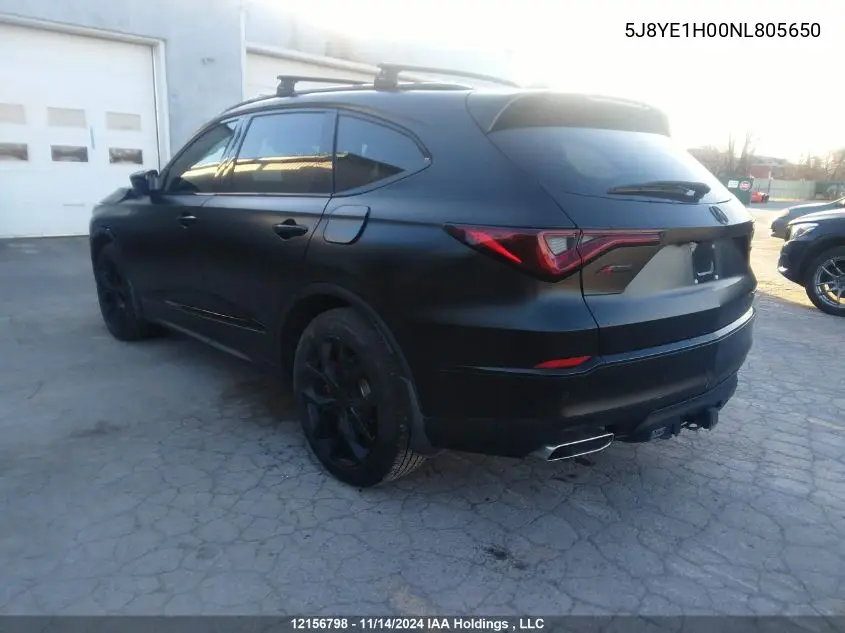 2022 Acura Mdx A-Spec VIN: 5J8YE1H00NL805650 Lot: 12156798