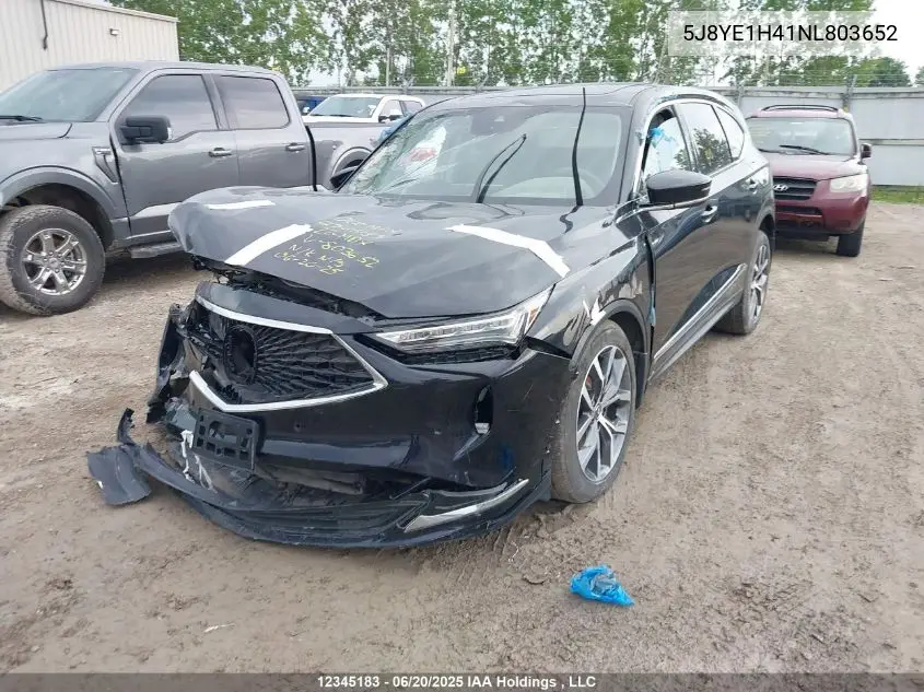 2022 Acura Mdx Technology VIN: 5J8YE1H41NL803652 Lot: 12345183