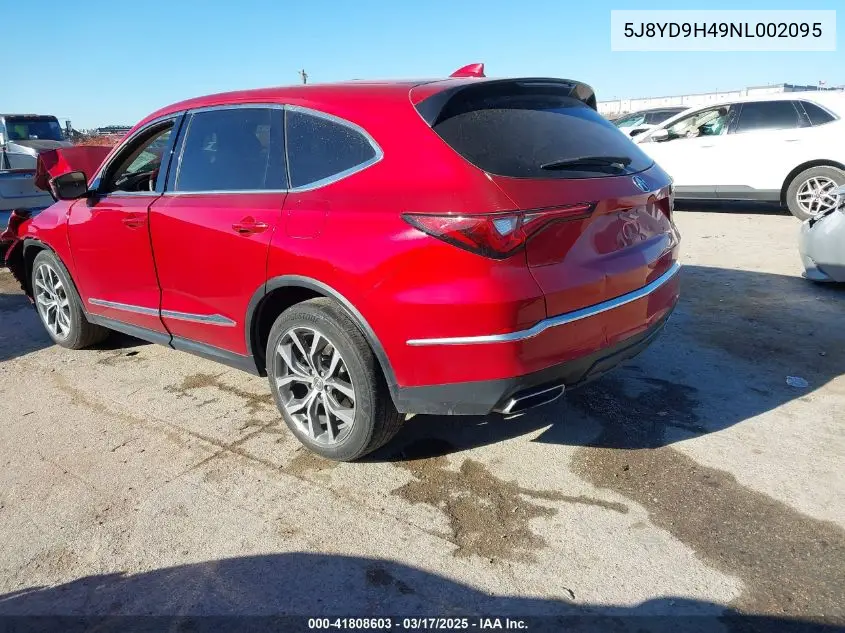 2022 Acura Mdx Technology Package VIN: 5J8YD9H49NL002095 Lot: 41808603