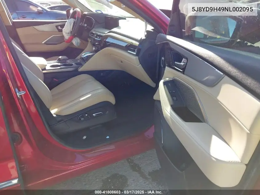 2022 Acura Mdx Technology Package VIN: 5J8YD9H49NL002095 Lot: 41808603