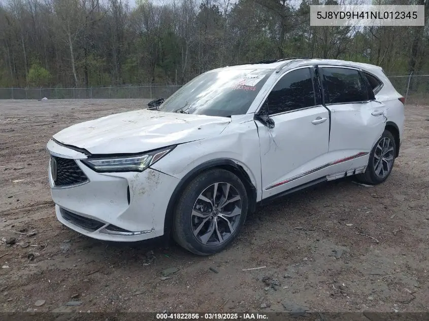 2022 Acura Mdx Technology Package VIN: 5J8YD9H41NL012345 Lot: 41822856