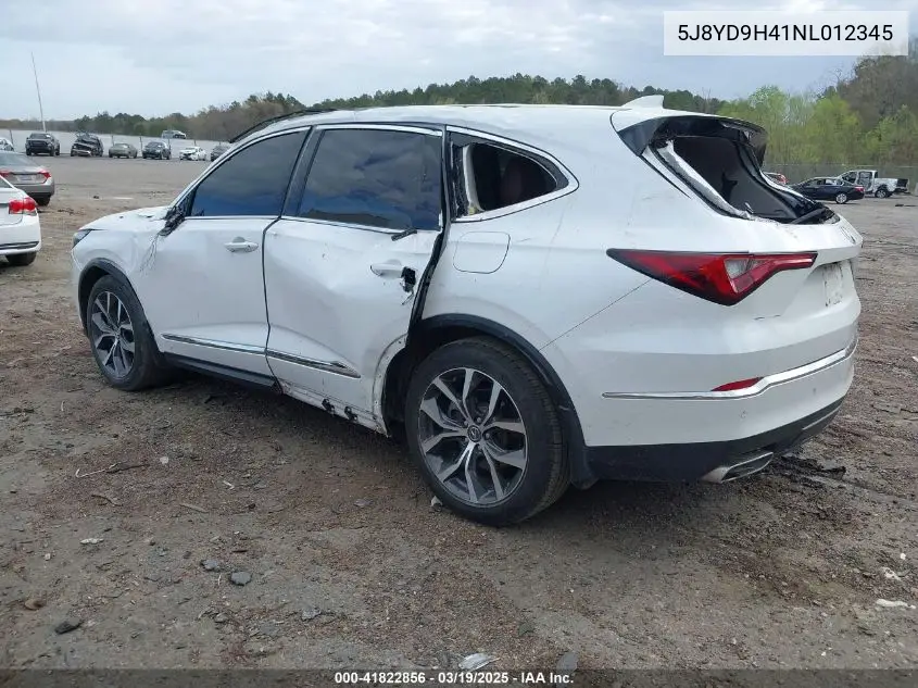 2022 Acura Mdx Technology Package VIN: 5J8YD9H41NL012345 Lot: 41822856