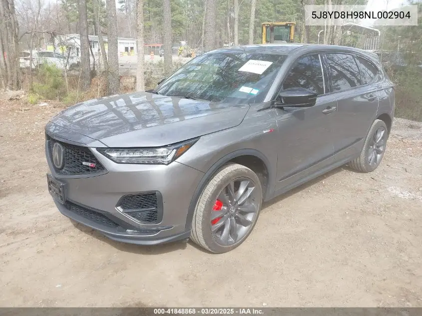 2022 Acura Mdx Type S VIN: 5J8YD8H98NL002904 Lot: 41848868