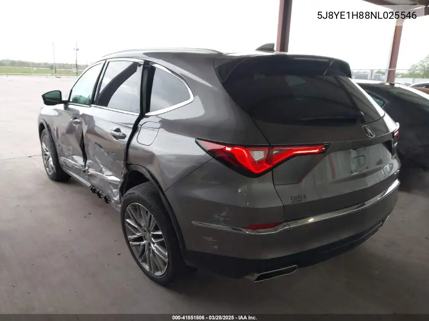 2022 Acura Mdx Advance Package VIN: 5J8YE1H88NL025546 Lot: 41851506