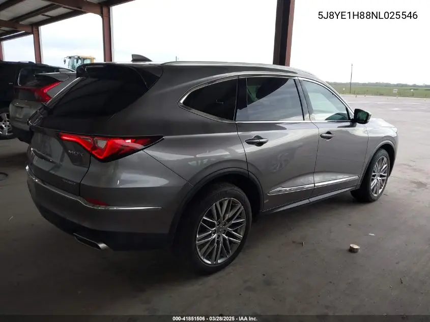 2022 Acura Mdx Advance Package VIN: 5J8YE1H88NL025546 Lot: 41851506