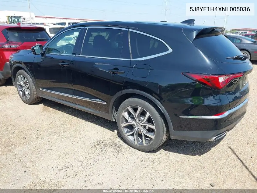 2022 Acura Mdx Technology Package VIN: 5J8YE1H4XNL005036 Lot: 41920956