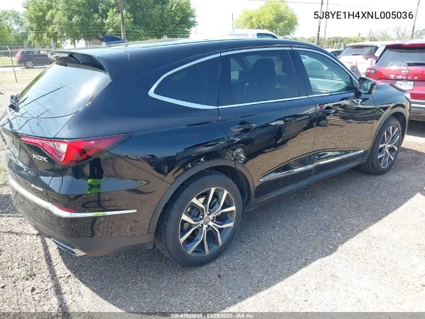 2022 Acura Mdx Technology Package VIN: 5J8YE1H4XNL005036 Lot: 41920956
