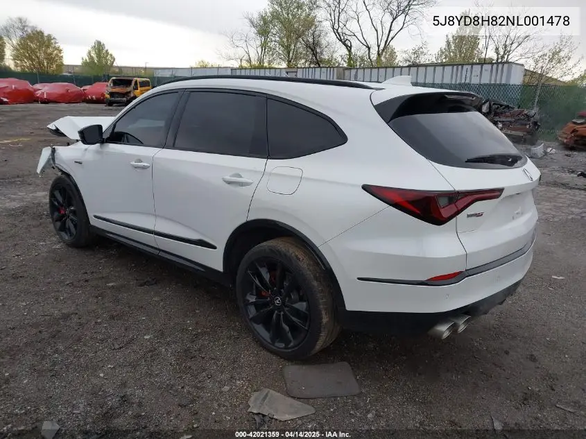 2022 Acura Mdx Type S W/Advance Package VIN: 5J8YD8H82NL001478 Lot: 42021359