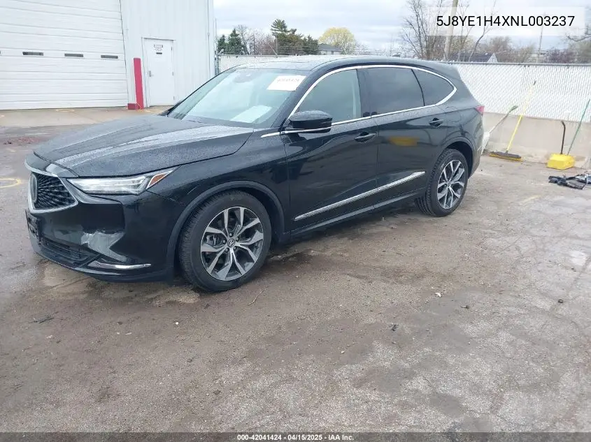 2022 Acura Mdx Technology Package VIN: 5J8YE1H4XNL003237 Lot: 42041424