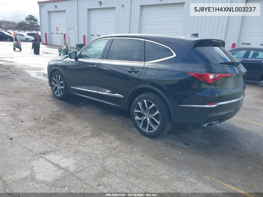 2022 Acura Mdx Technology Package VIN: 5J8YE1H4XNL003237 Lot: 42041424
