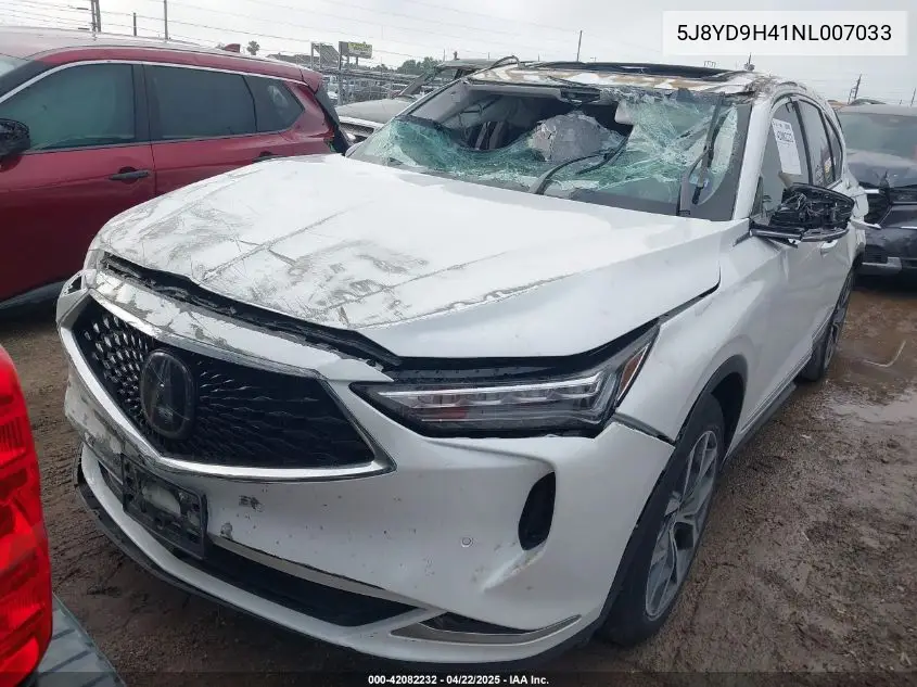 2022 Acura Mdx Technology Package VIN: 5J8YD9H41NL007033 Lot: 42082232