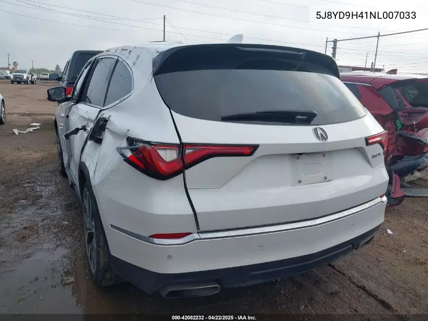 2022 Acura Mdx Technology Package VIN: 5J8YD9H41NL007033 Lot: 42082232
