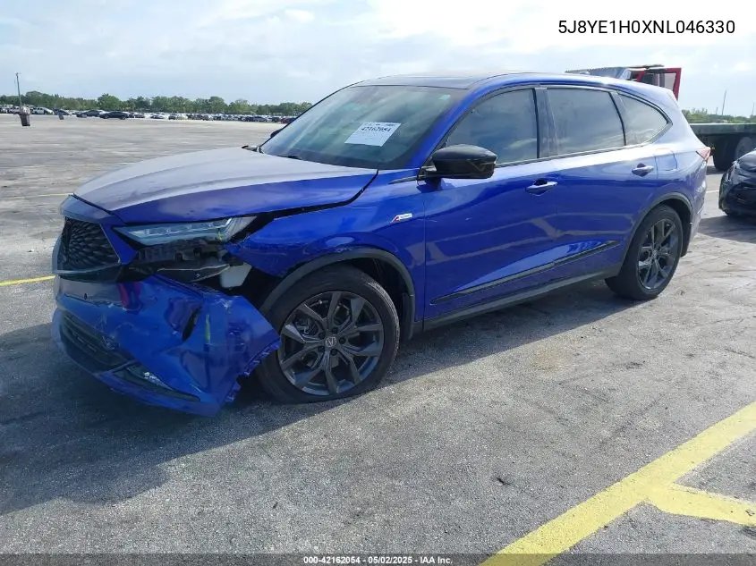 2022 Acura Mdx A-Spec Package VIN: 5J8YE1H0XNL046330 Lot: 42162054