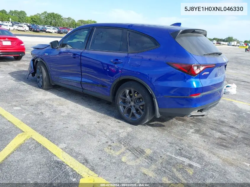 2022 Acura Mdx A-Spec Package VIN: 5J8YE1H0XNL046330 Lot: 42162054