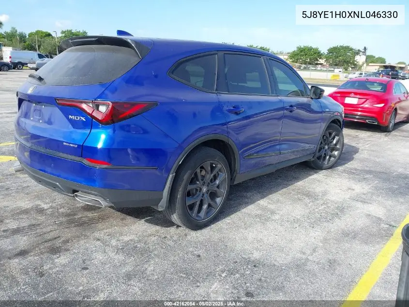 2022 Acura Mdx A-Spec Package VIN: 5J8YE1H0XNL046330 Lot: 42162054