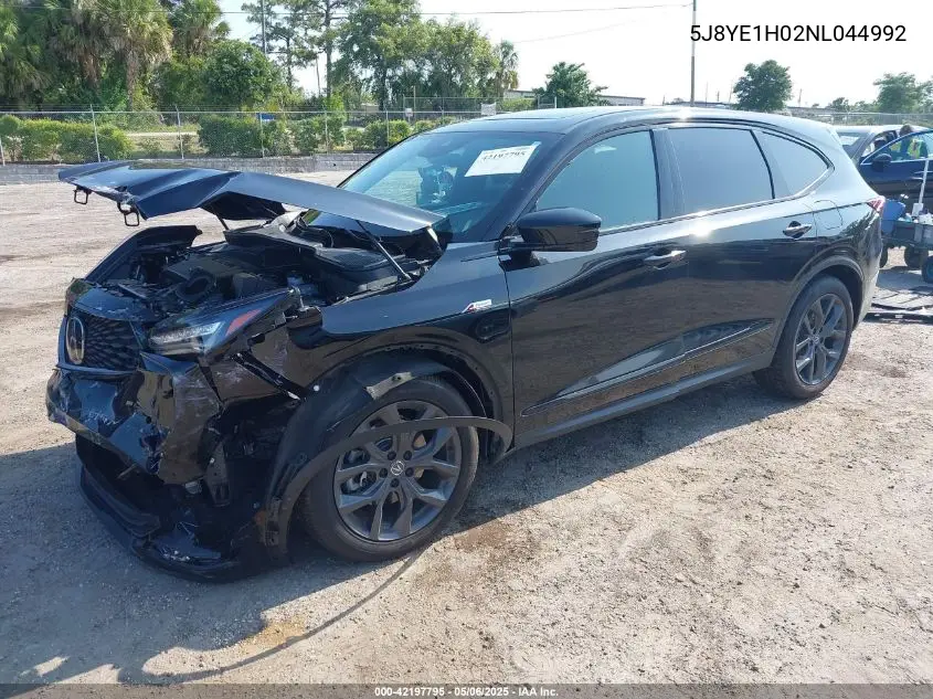 2022 Acura Mdx A-Spec Package VIN: 5J8YE1H02NL044992 Lot: 42197795