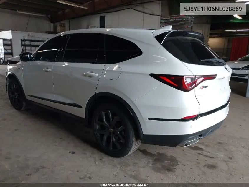 2022 Acura Mdx A-Spec Package VIN: 5J8YE1H06NL038869 Lot: 42204706