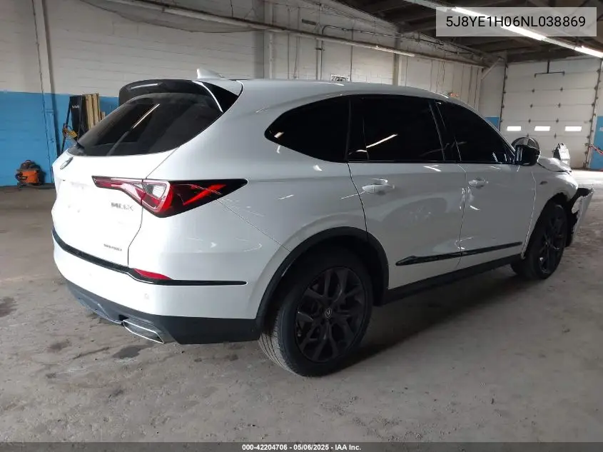 2022 Acura Mdx A-Spec Package VIN: 5J8YE1H06NL038869 Lot: 42204706