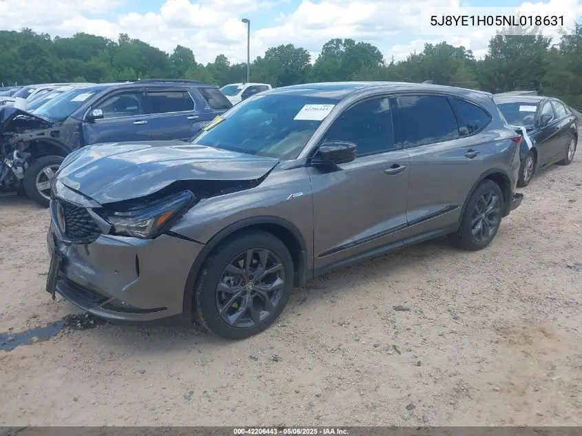 2022 Acura Mdx A-Spec Package VIN: 5J8YE1H05NL018631 Lot: 42206443