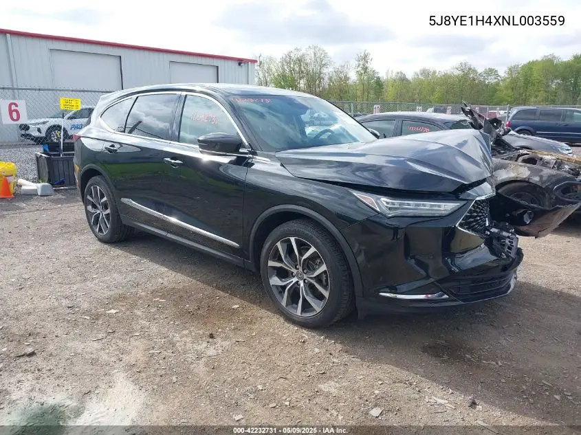 2022 Acura Mdx Technology Package VIN: 5J8YE1H4XNL003559 Lot: 42232731
