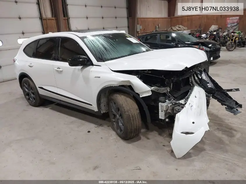 2022 Acura Mdx A-Spec Package VIN: 5J8YE1H07NL033938 Lot: 42235135