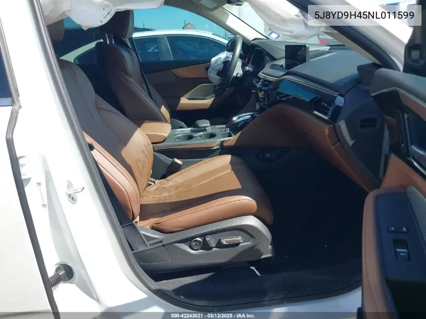 2022 Acura Mdx Technology Package VIN: 5J8YD9H45NL011599 Lot: 42243021