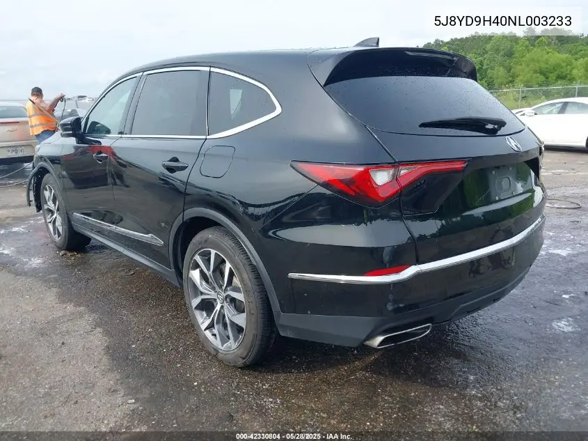 2022 Acura Mdx Technology Package VIN: 5J8YD9H40NL003233 Lot: 42330804