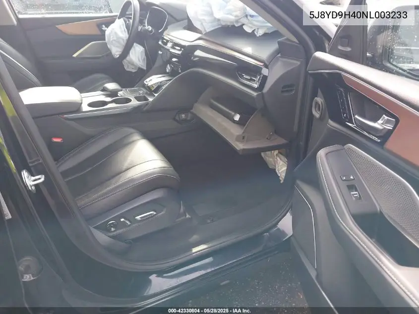 2022 Acura Mdx Technology Package VIN: 5J8YD9H40NL003233 Lot: 42330804