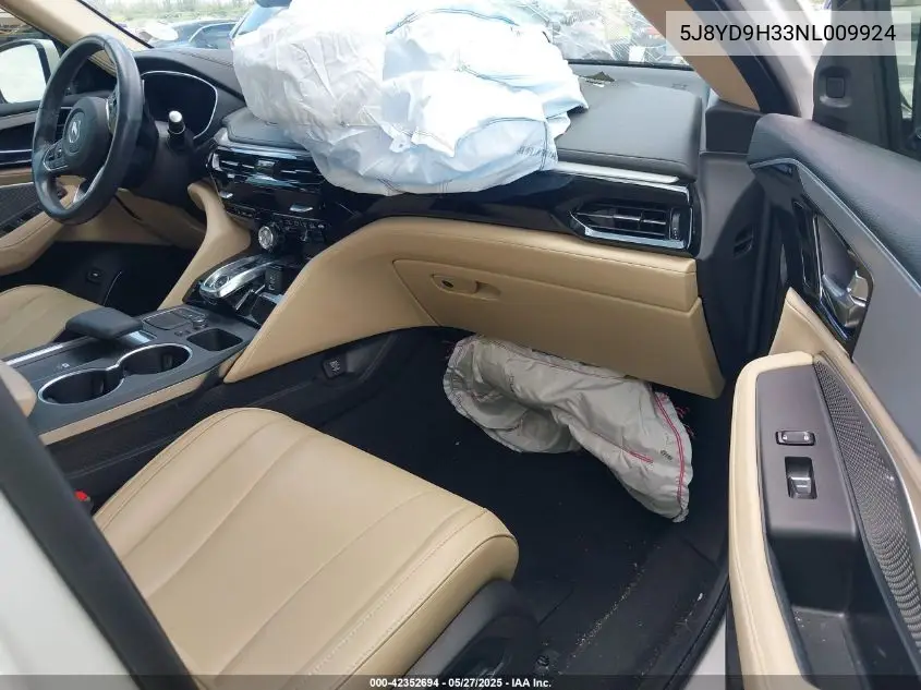 2022 Acura Mdx Standard VIN: 5J8YD9H33NL009924 Lot: 42352694