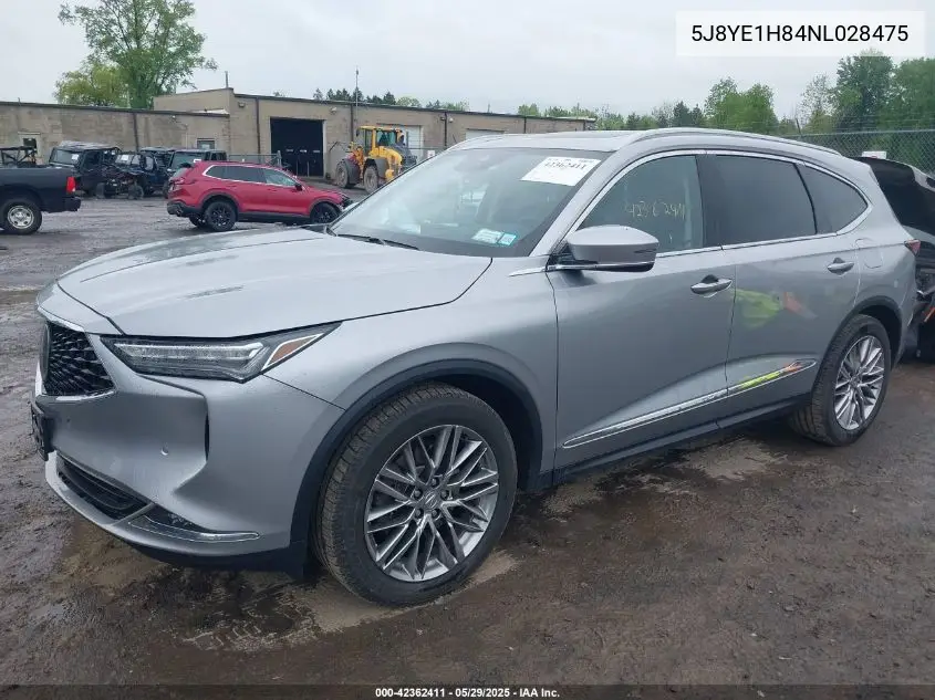 2022 Acura Mdx Advance Package VIN: 5J8YE1H84NL028475 Lot: 42362411