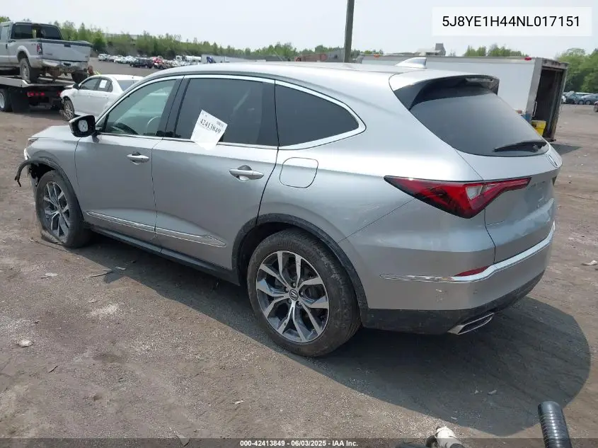 2022 Acura Mdx Technology Package VIN: 5J8YE1H44NL017151 Lot: 42413849