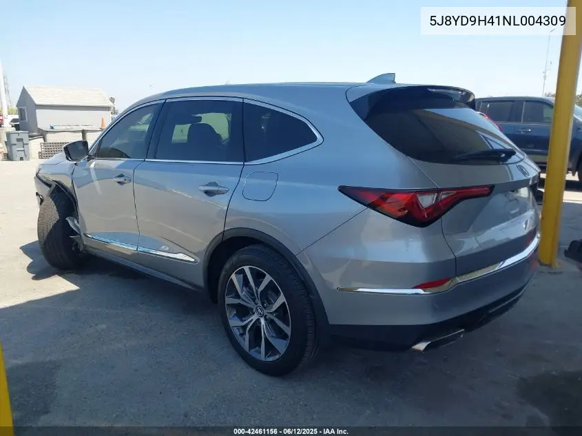 2022 Acura Mdx Technology Package VIN: 5J8YD9H41NL004309 Lot: 42461156