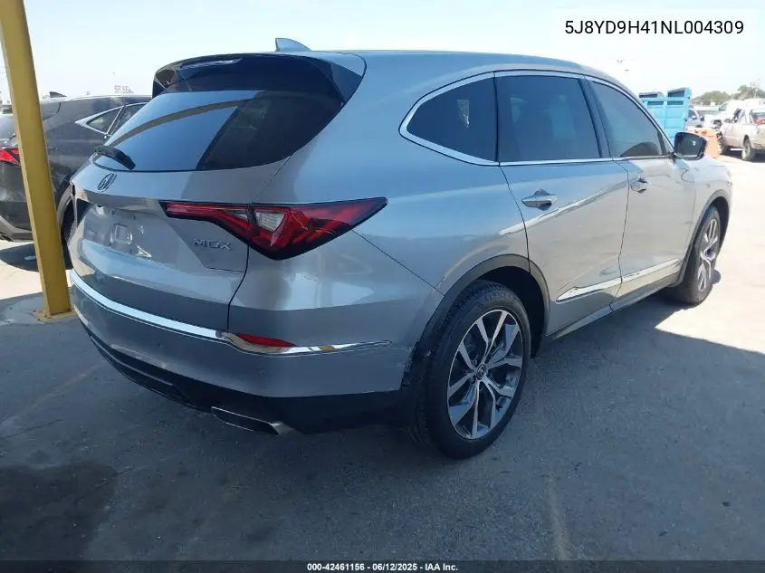 2022 Acura Mdx Technology Package VIN: 5J8YD9H41NL004309 Lot: 42461156