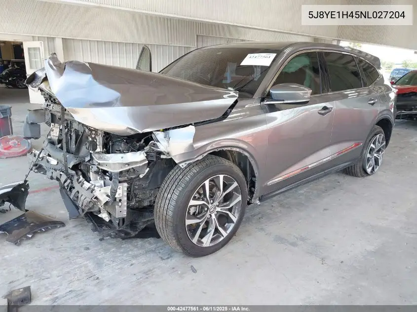 2022 Acura Mdx Technology Package VIN: 5J8YE1H45NL027204 Lot: 42477561