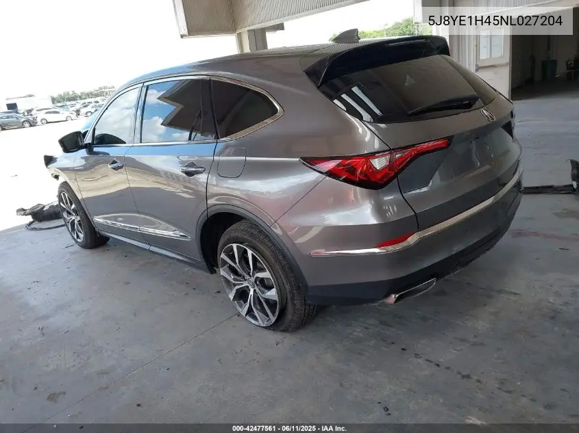 2022 Acura Mdx Technology Package VIN: 5J8YE1H45NL027204 Lot: 42477561