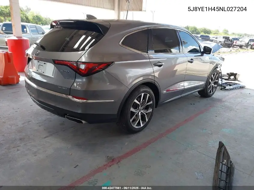 2022 Acura Mdx Technology Package VIN: 5J8YE1H45NL027204 Lot: 42477561