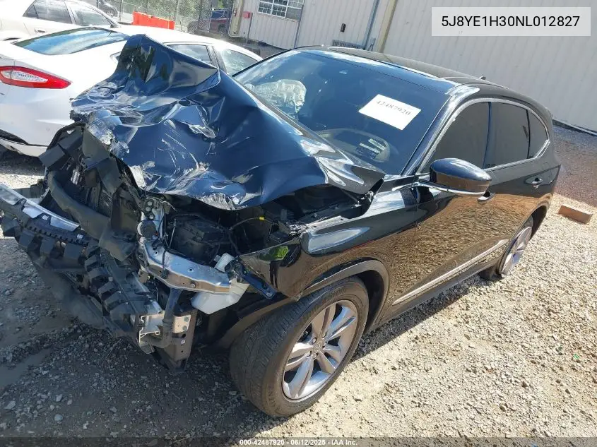 2022 Acura Mdx Standard VIN: 5J8YE1H30NL012827 Lot: 42487920