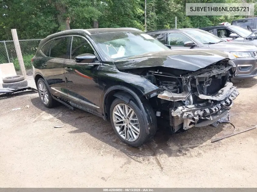 2022 Acura Mdx Advance Package VIN: 5J8YE1H86NL035721 Lot: 42505893