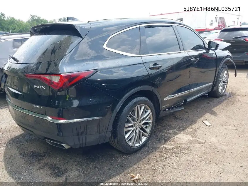 2022 Acura Mdx Advance Package VIN: 5J8YE1H86NL035721 Lot: 42505893
